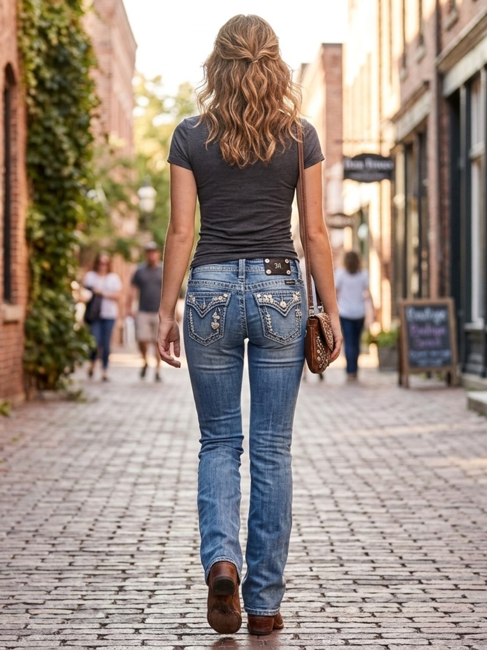 Miss Me Low Rise Bootcut Jeans Embellished Rhinestone Heart Charm Denim Size 30